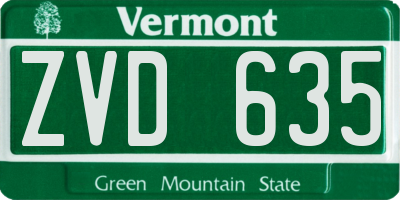 VT license plate ZVD635