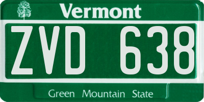 VT license plate ZVD638