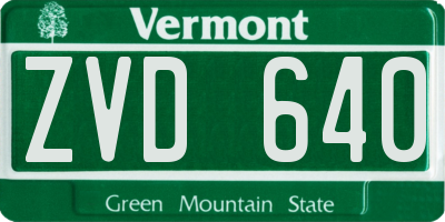 VT license plate ZVD640