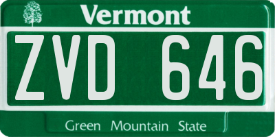 VT license plate ZVD646