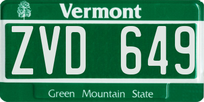 VT license plate ZVD649