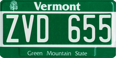 VT license plate ZVD655