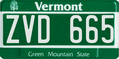 VT license plate ZVD665