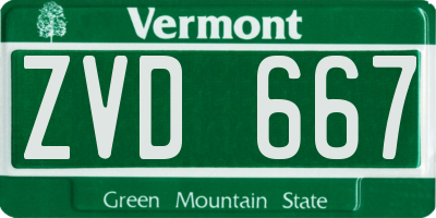 VT license plate ZVD667
