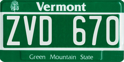 VT license plate ZVD670