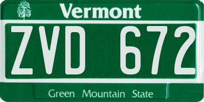 VT license plate ZVD672