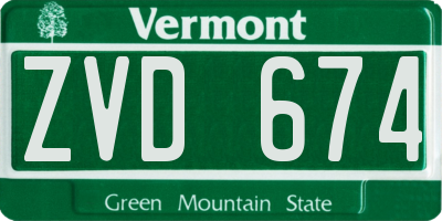 VT license plate ZVD674