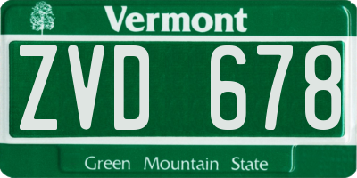 VT license plate ZVD678