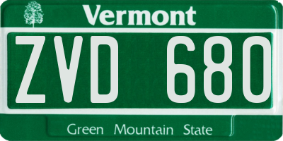 VT license plate ZVD680