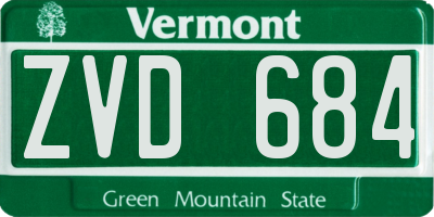 VT license plate ZVD684