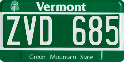 VT license plate ZVD685