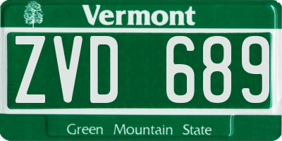 VT license plate ZVD689