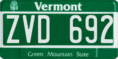 VT license plate ZVD692