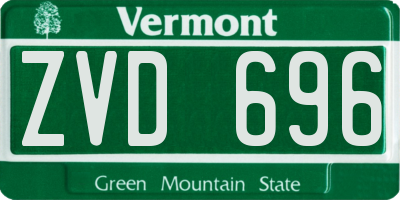 VT license plate ZVD696