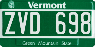 VT license plate ZVD698