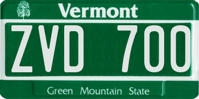 VT license plate ZVD700