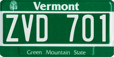 VT license plate ZVD701