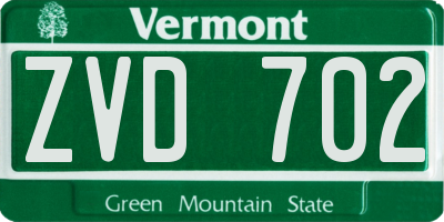 VT license plate ZVD702