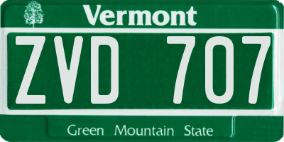 VT license plate ZVD707