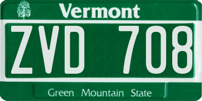 VT license plate ZVD708