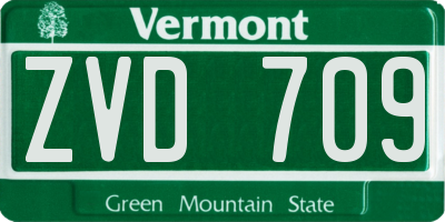 VT license plate ZVD709