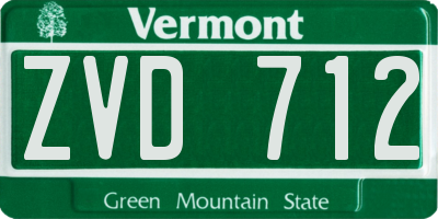 VT license plate ZVD712