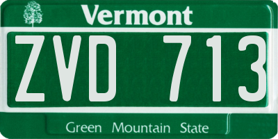 VT license plate ZVD713