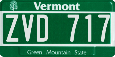 VT license plate ZVD717