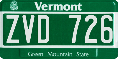 VT license plate ZVD726