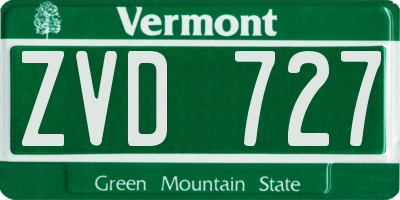 VT license plate ZVD727