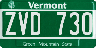 VT license plate ZVD730