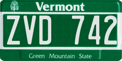 VT license plate ZVD742