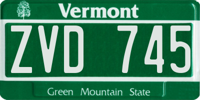VT license plate ZVD745