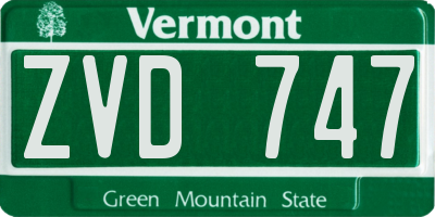 VT license plate ZVD747
