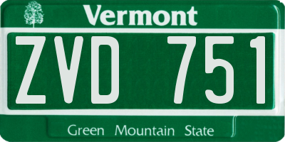VT license plate ZVD751