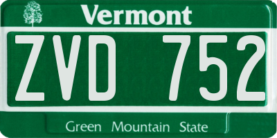 VT license plate ZVD752