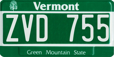 VT license plate ZVD755