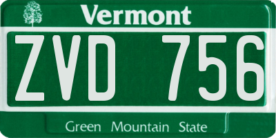 VT license plate ZVD756