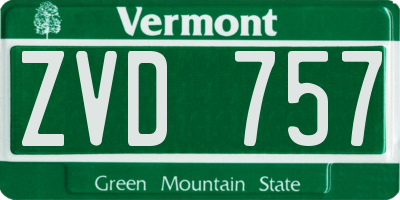 VT license plate ZVD757