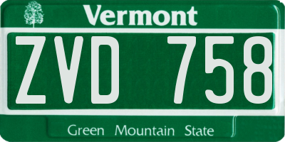 VT license plate ZVD758