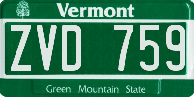 VT license plate ZVD759