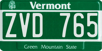VT license plate ZVD765