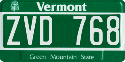 VT license plate ZVD768