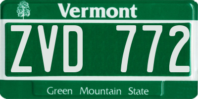 VT license plate ZVD772