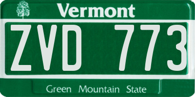 VT license plate ZVD773