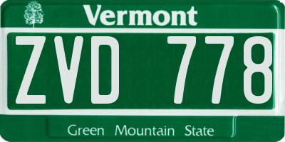VT license plate ZVD778