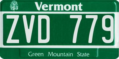 VT license plate ZVD779