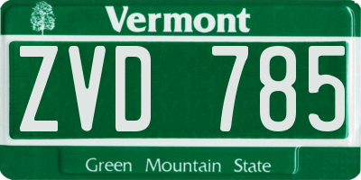 VT license plate ZVD785