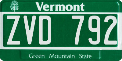 VT license plate ZVD792
