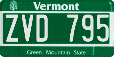VT license plate ZVD795